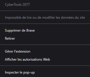 Paramètres d'extension